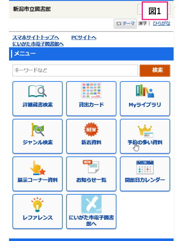 図１Myライブラリメニュー画面